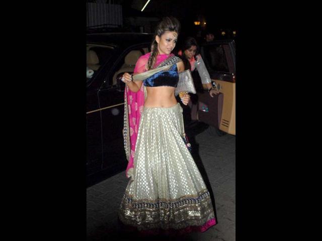 Socialite Natasha Poonawala was clad in a dazzling lehenga. (Photo credit: Prodip Guha)