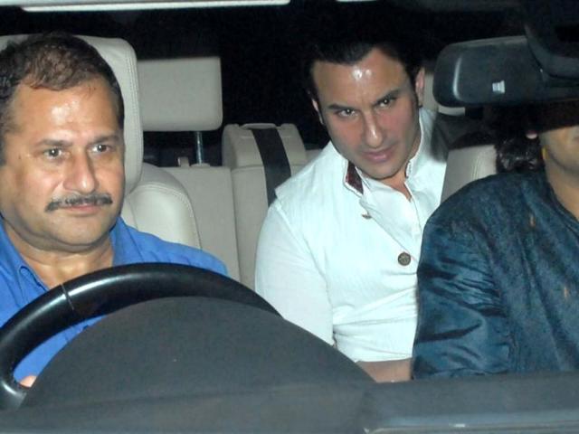 Saif Ali Khan was dressed in white for the occasion. (Photo credit: Prodip Guha)