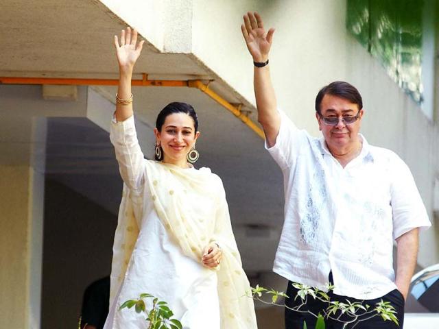 Karisma Kapoor and Randhir Kapoor look excited. HT Photo/Prodip Guha
