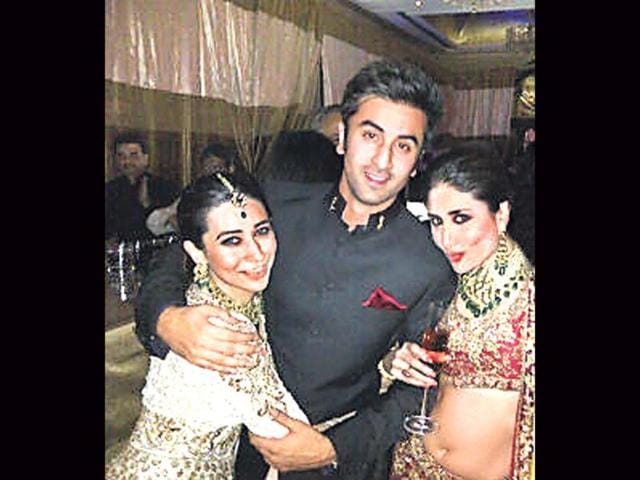 Karisma, Ranbir and Kareena Kapoor pose together. (Photo/Prodip Guha)