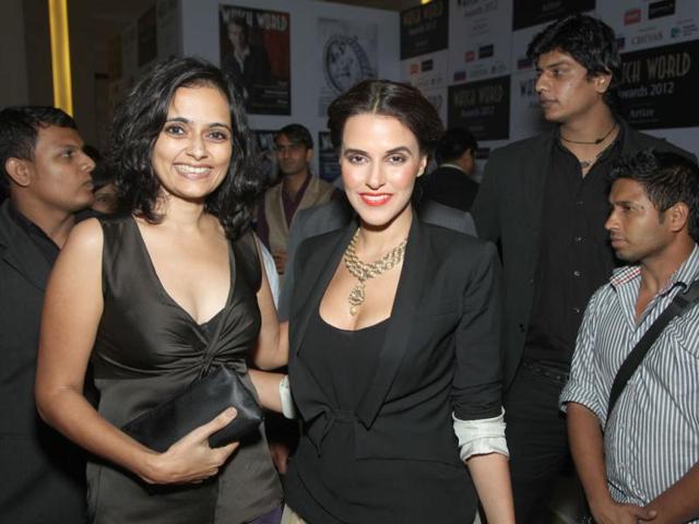 Neha Dhupia poses for the shutterbugs.