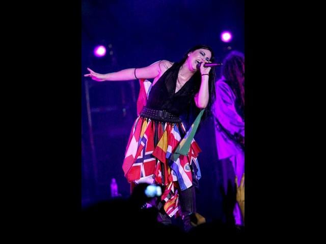 Evanescence's Amy Lee performs during a concert in Asuncion, Paraguay. AFP photo