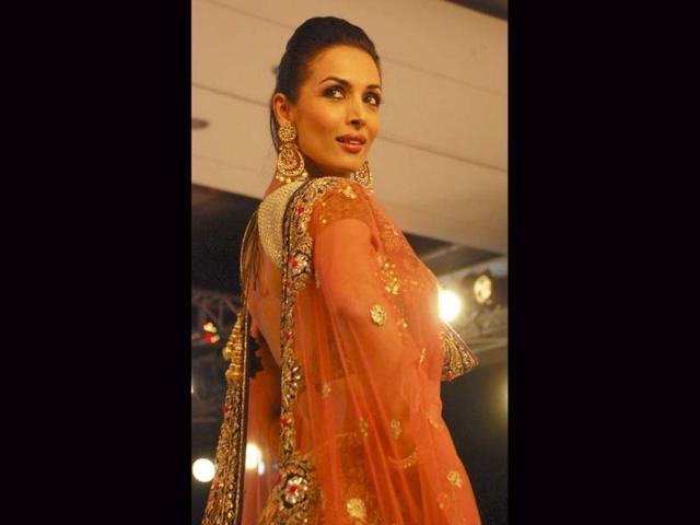 Malaika Arora walks for Vikram Phadnis at Blenders Pride Fashion Tour in Gurgaon.