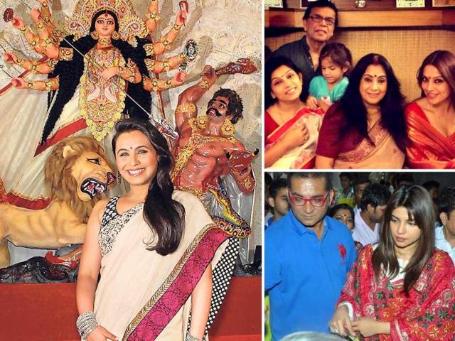 Bollywood actresses celebrate Durga puja, the biggest festival on the Bengali calendar, in full swing. Check out!