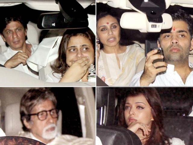 Bollywood celebs were present in large numbers at Yash Chopra's Chautha ceremony at YRF Studios on Thursday.