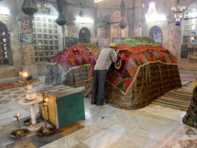 A Muslim prays at the Mausoleum of Sultan Ahmed Shah, the founder of Ahmedabad city, on the occasion of Eid Al-Adha in Ahmedabad. AFP Photo