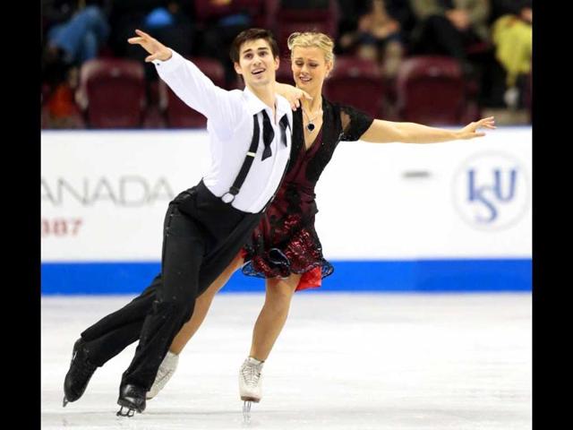 Madison Hubbell and Zachary Donohue of the United States perform their short program in the dance competition at the 2012 Skate Canada International ISU Grand Prix event in Windsor, Ontario. AFP/Geoff Robins