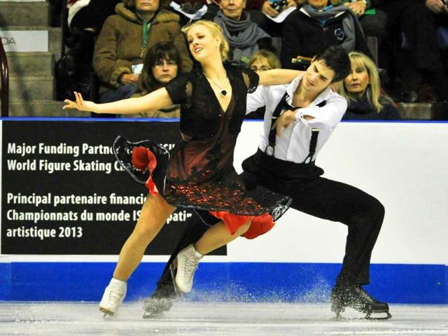 Madison Hubbell and Zachary Donohue of the US compete in the ice dance short program during the Skate Canada International figure skating competition in Windsor. Reuters/Mike Cassese