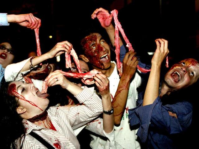 Participants take part in a Zombie Walk ahead of Halloween celebrations in Bogota. Reuters Photo