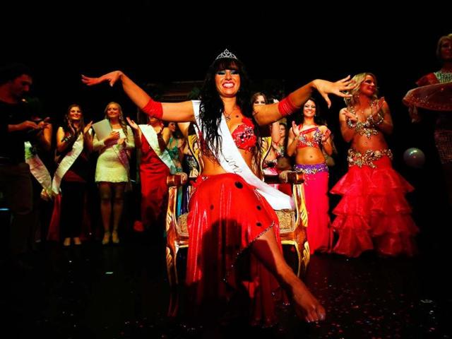 Contestant Lia Lebenszky reacts after she won the Miss Belly-Dance Hungary competition in Budapest. Reuters/Laszlo Balogh
