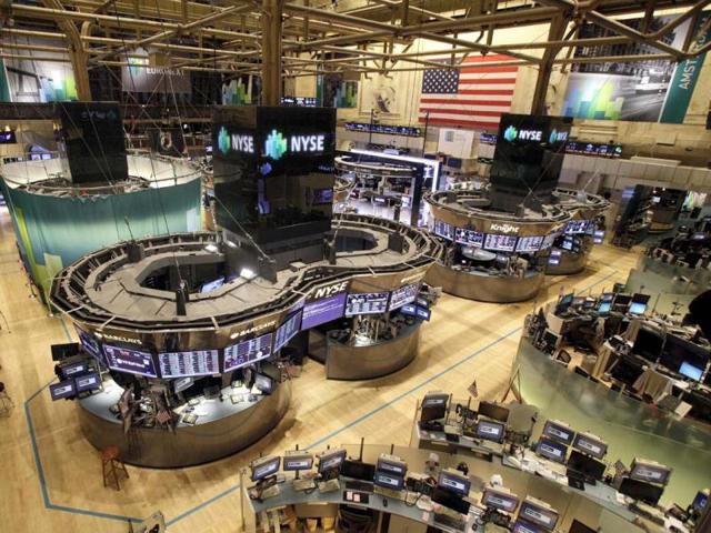 The floor of the New York Stock Exchange is empty of traders in New York with Hurricane Sandy nearing landfall on the East Coast.AP Photo