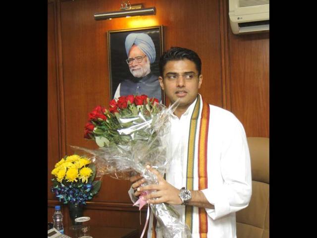 Sachin Pilot assumed charge as the minister of state for corporate affairs (independent charge), at Shastri Bhawan in New Delhi. HT/Vipin Kumar