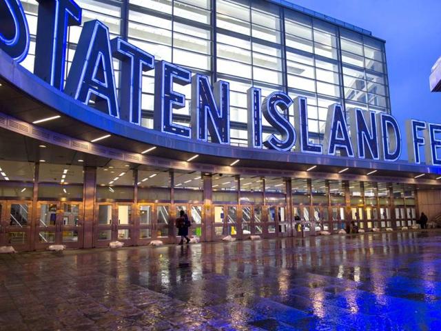 Sandbags block the entry to the closed Staten Island Ferry in New York as all public transportation has been shut down as Hurricane Sandy approaches the East Coast.AP Photo