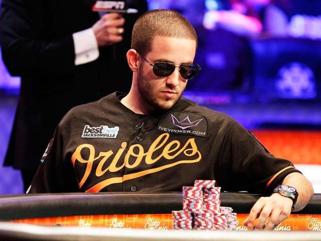 Greg Merson stacks his chips during the World Series of Poker Final Table event in Las Vegas. AP Photo/Julie Jacobson