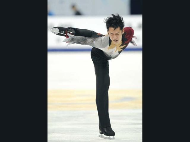 Daisuke Takahashi of Japan performs his routine in the Mens Free Skating program during the Cup of China, the third event on the ISU Grand Prix figure skating tour, in Shanghai. AFP photo