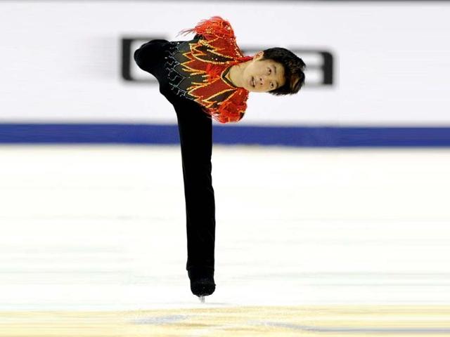 Tatsuki Machida of Japan performs his routine in the Mens Free Skating program during the Cup of China, the third event on the ISU Grand Prix figure skating tour, in Shanghai. AFP photo