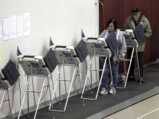 Voters cast their ballots during the US presidential election in Newark, Ohio. Reuters photo