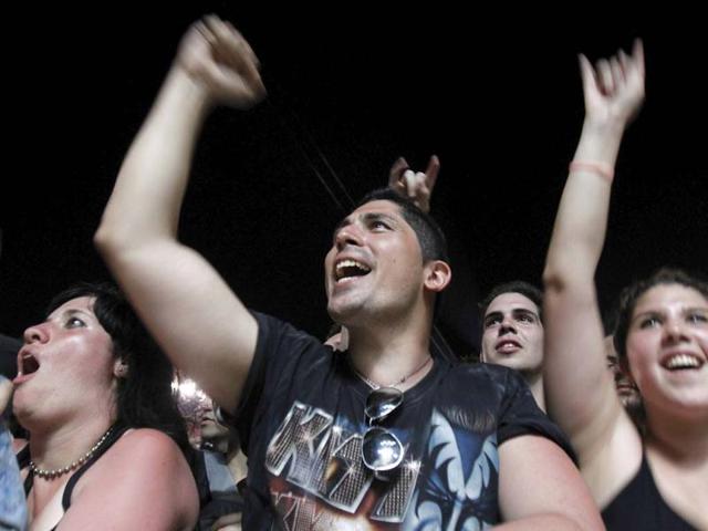 Argentine fans of the rock band Kiss cheer during their show in Buenos Aires. Reuters