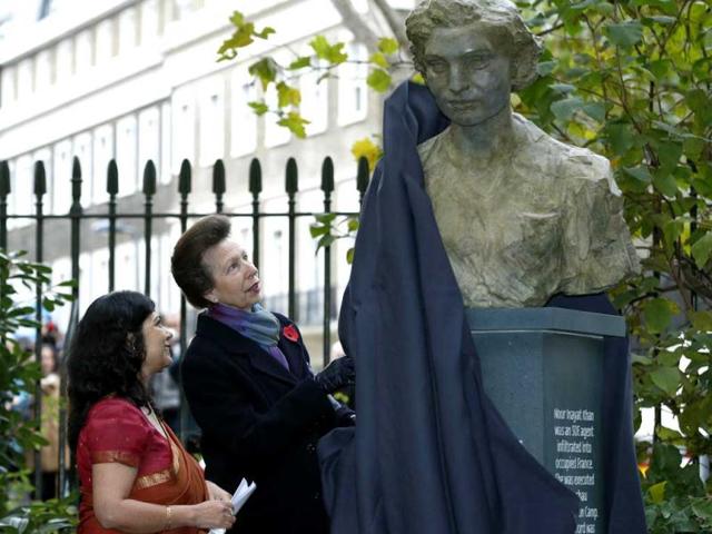 A statue of Noor Inayat Khan, a British spy captured and killed by the Nazis during World War II, is unveiled by Britain's Princess Anne in central London. Reuters photo