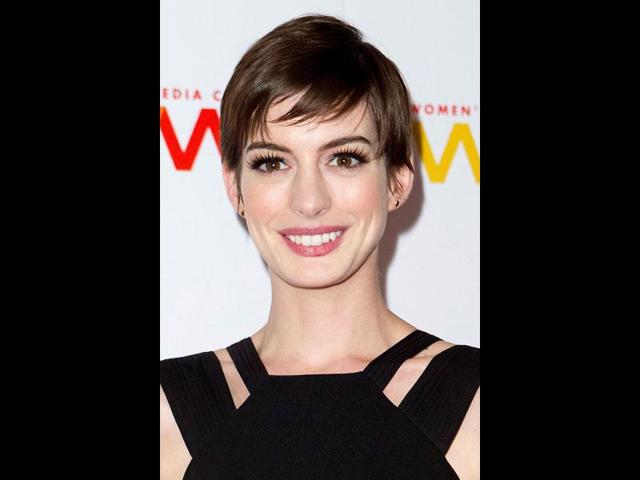 Anne Hathaway attends the 2012 Women's Media Awards at Guastavino's New York. (AP Photo)