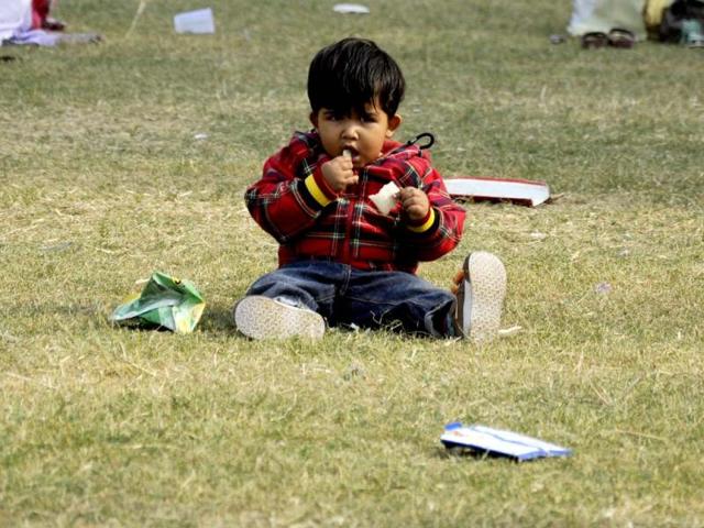 A child seen at Bal Bhawan in New Delhi, on the occasion of childrens day. Hindustan Times