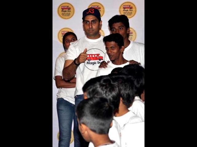 All Cool Boys, Come On 'N' Make Some Noise! Abhishek Bachchan with the NGO kids.