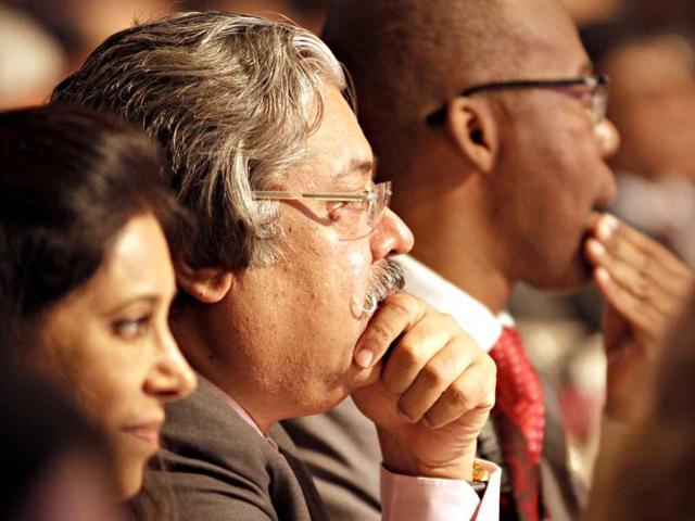 Audience listen to William S Cohen, President and CEO, The Cohen Group and former US secretary of defence during the first day of the Hindustan Times Leadership Summit in New Delhi. HT/Jasjeet Plaha