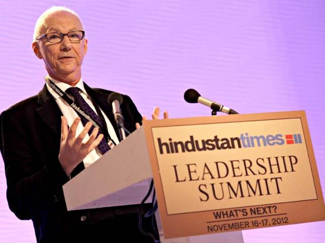 In conversation with Anatole Kaletsky, journalist and economist, during the first day of the Hindustan Times Leadership Summit in New Delhi. HT/Jasjeet Plaha
