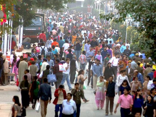 Visitors throng at the India International Trade Fair (IITF) at Pragati Maidan in New Delhi. PTI Photo
