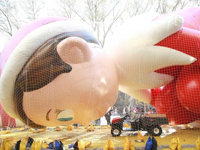 The Elf on the Shelf is inflated at the 86th Annual Macy's Thanksgiving Day Parade's Inflation Eve in New York City. Taylor Hill/Getty Images/AFP