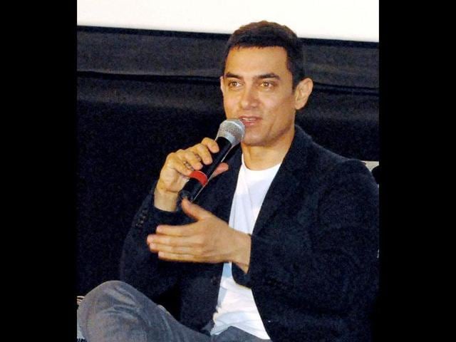 Bollywood actor Aamir Khan addressing a press conference to promote his film Talash in Lucknow on Friday night.