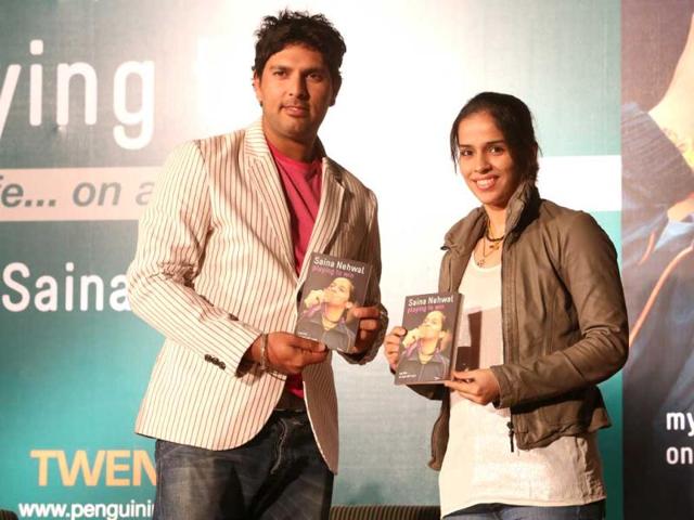 An exctatic Saina on her book launch talked about the book Playing to Win being a story about her journey to become a champion in New Delhi on November 28.