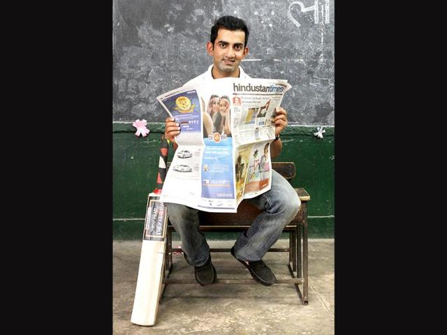 Cricketer Gautam Gambhir during a photo shoot for Hindustan Times initiative 'You Read They Learn' at Pratham centre at Trilokpuri in New Delhi. HT/Arijit Sen
