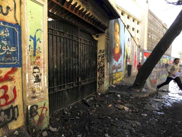 A graffiti-covered wall is pictured at Mohamed Mahmoud street in Cairo. Reuters/Amr Abdallah Dalsh