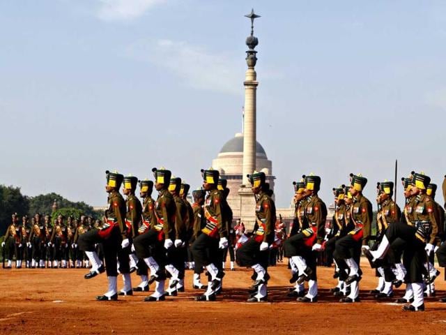 The Change of Guard ceremony at Rashtrapati Bhawan in New Delhi. (HT Photo)
