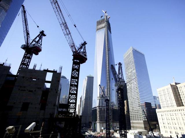 Construction continues on 1 World Trade Center (C), and 3 World Trade Center (L), in New York. (AP Photo)