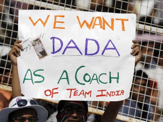 Spectator raises a banner in support of former cricketer Sourav Ganguly on 5th day of 4th Test match between India vs England at VCA Stadium, in Nagpur. HT Photo/Santosh Harhare