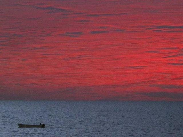 A fishing boat is seen during a sunset in Mazatlan. (Reuters)