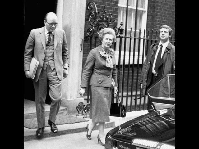 In this 1982 file photo, British Prime Minister Margaret Thatcher leaves her official 10 Downing Street residence in London, for an emergency session of Parliament on the Falklands crisis. She called it, simply, the worst moment of her life. It came in March 1982 during the days before the Falklands War, after Argentina established an unauthorized presence on Britain’s South Georgia island amid talk of a possible invasion of the Falklands, long held by Britain. The vivid picture of Thatcher’s feelings of helplessness and rage, and eventual resolve are portrayed in thousands of pages of formerly Secret documents released by the National Archives on Friday, Dec. 28, 2012.(AP Photo)