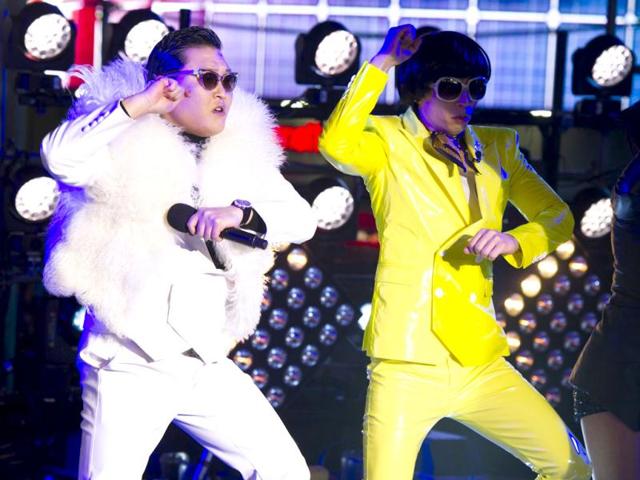 Psy performs in Times Square during New Year Eve in New York. AP/Charles Sykes