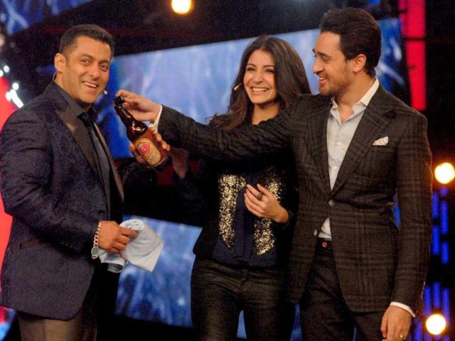 Salman Khan, Anushka Sharma and Imran Khan on the sets of Bigg Boss 6.