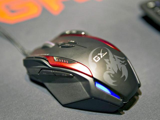 A 12-button Gila GX Gaming Series mouse by Genius on display at the opening press event of the Consumer Electronics Show (CES) in Las Vegas. The extremely precise mouse, which can record up to 72 macro keys per button, retails for $ 99.00. (Reuters)