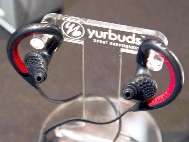 The Yurbuds sport earphones are displayed at the opening press event of the Consumer Electronics Show (CES) in Las Vegas. The earphones can be made ambient-aware or noise isolating depending earpieces used. The earphones retail for $99.00. (Reuters)