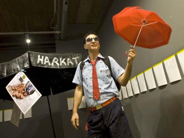 Inder Salim in one of his performances titled Harkat. (Photo/Harikrishna Katragadda)