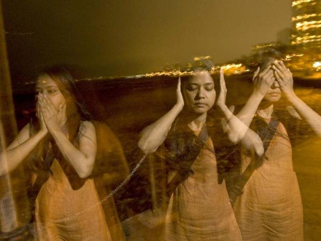 Shilpa Gupta's Don't See Don't Hear Don't Speak. (Photo/Harikrishna Katragadda)
