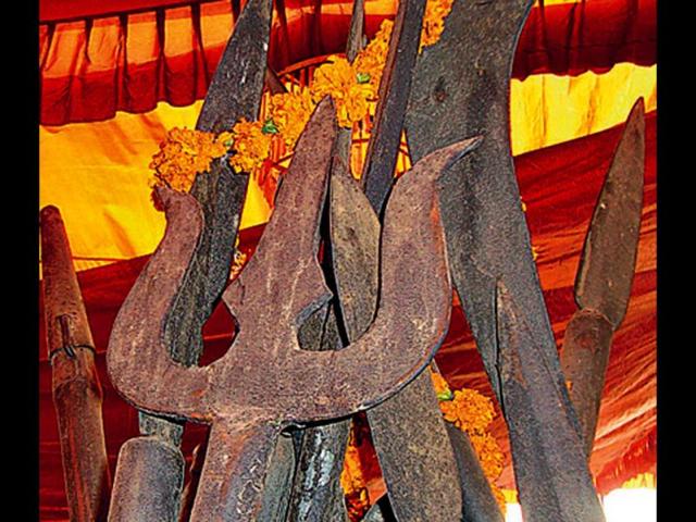 Weapons-of-sadhus-at-Juna-Akhara-s-camp-Itisha-Dwivedi-HT-photo