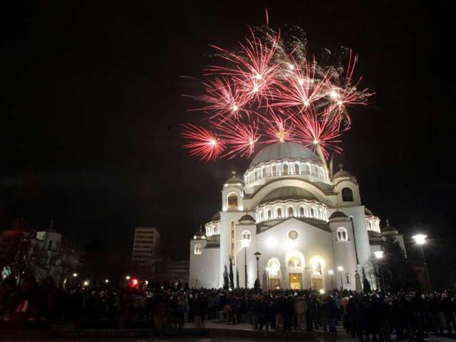 Fireworks illuminate the sky over St Sava temple in downtown Belgrade, Serbia. Orthodox Christians in Serbia celebrate the New Year on January 14, according to the Julian calendar. (AP Photo)