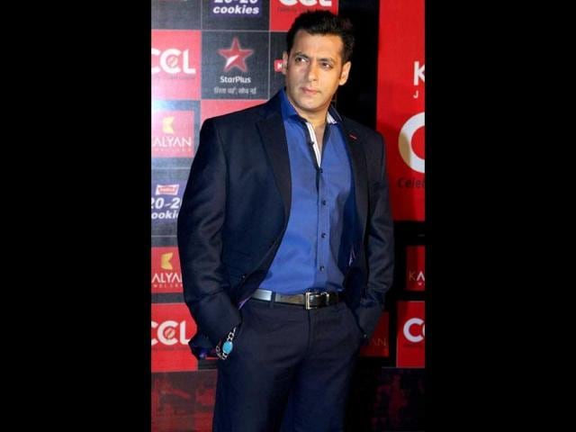 Very Formal: Bollywood actor Salman Khan poses for a photo for Celebrity Cricket League Season 3 curtain raiser event in Filmcity, Mumbai.