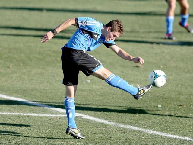 Sean Dasilva #7 of the San Jose Earthquakes shoots the ball to score a goal against the Houston Dynamo during The Desert Friendlies Presented By FC Tucson at Kino Sports Complex in Tucson, Arizona. AFP