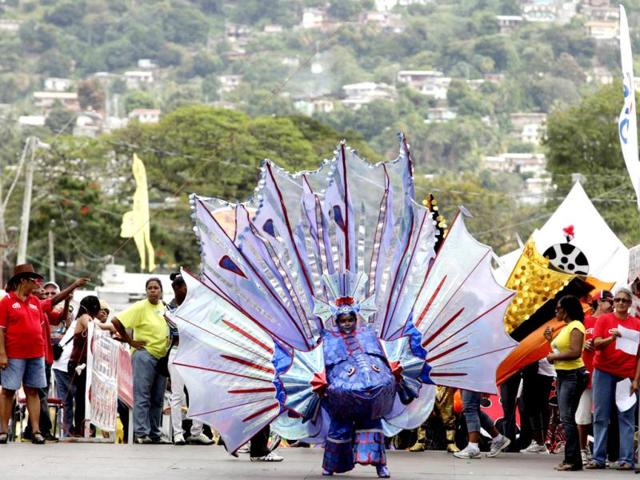 A participant takes part in a masquerade parade at the Trinidad and Tobago Red Cross Society's Children Carnival at Queen's Park Savannah, Port of Spain. REUTERS/Andrea de Silva